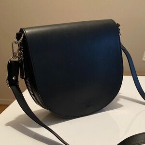Italian leather Black Crossbody Bag